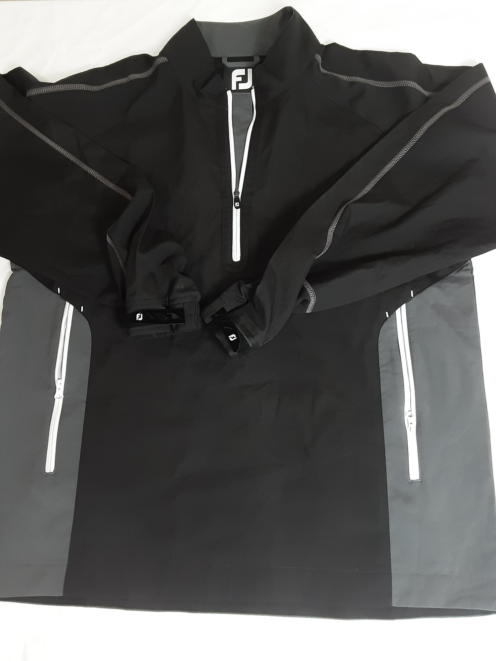 GOLF - FootJoy Black & Gray Half-Zip Windbreaker Pullover - Size Small - C358